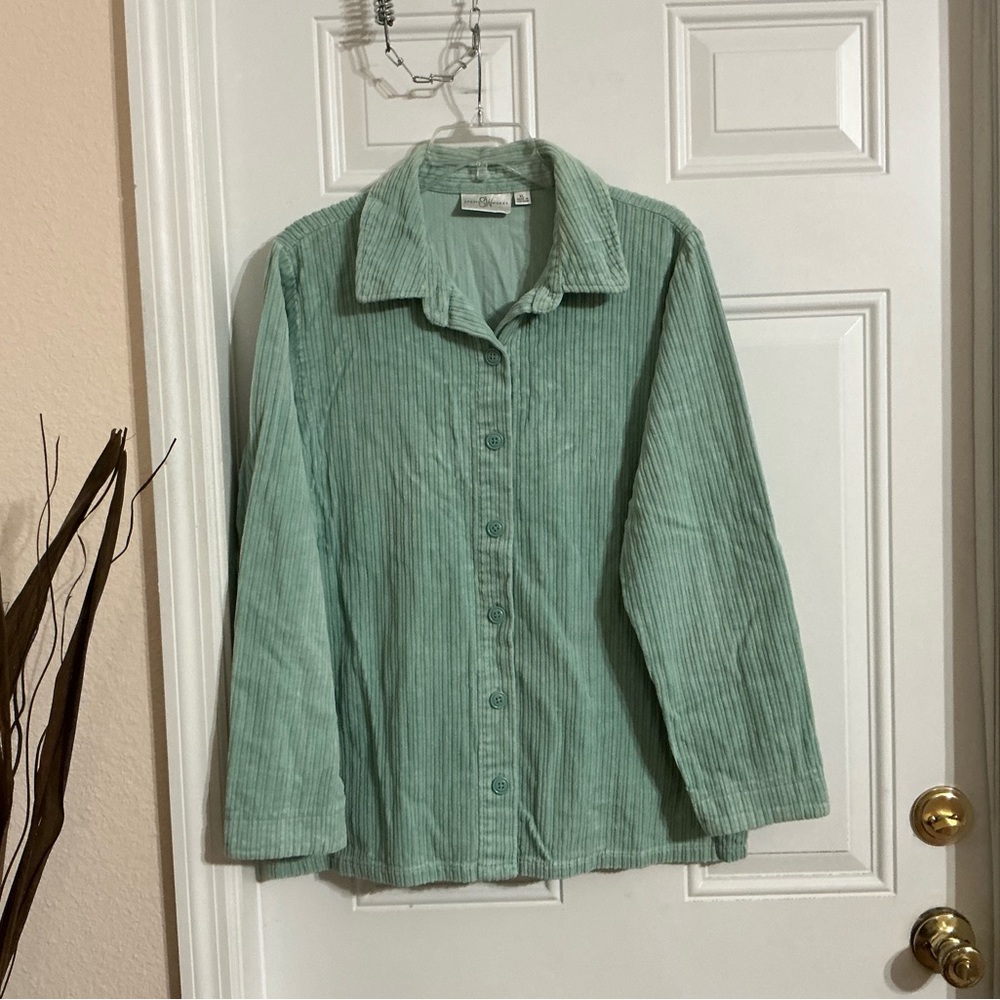 Studio Works Mint Green Corduroy Button Down Shirt Size XL - Picture 1 of 4